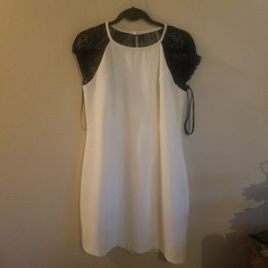 Bisou Bisou Cream color dress with Lace Sleeves